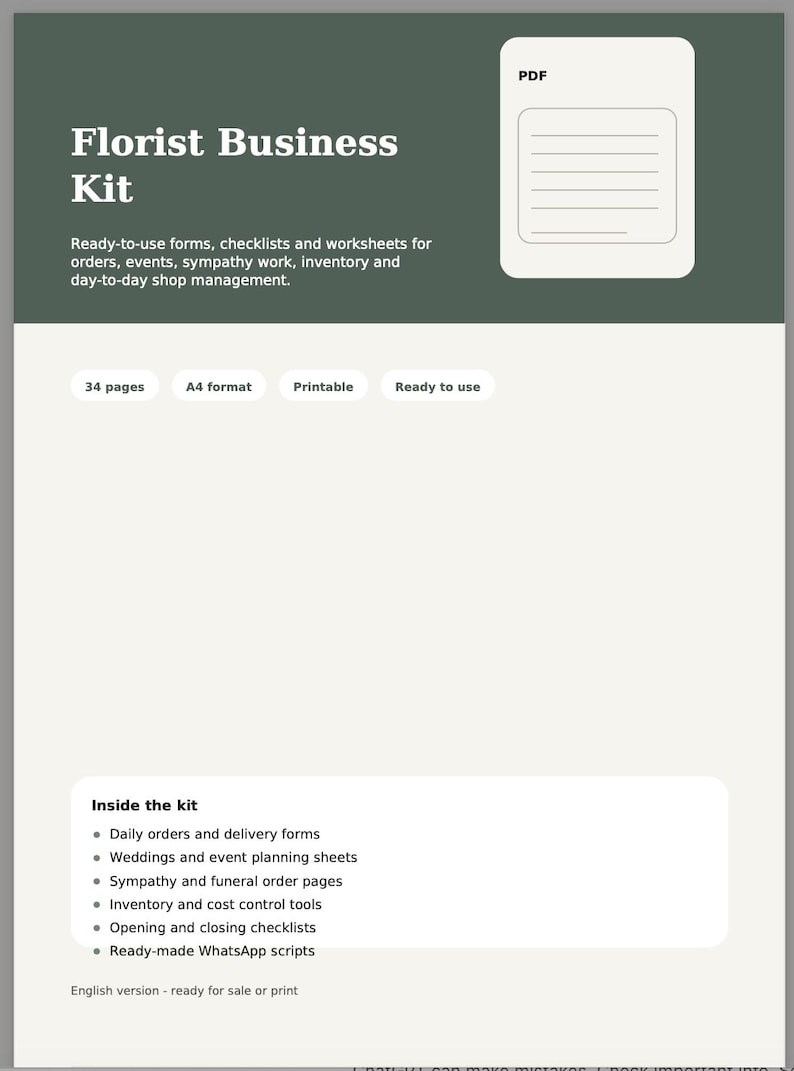 Copertina del Florist Business Kit di Flora Vision